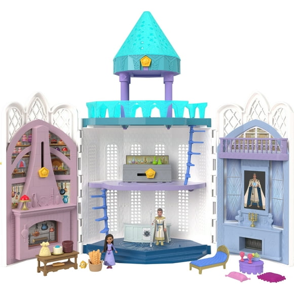 Disneys Wish Rosas Castle Playset, Dollhouse with 2 Posable Mini Dolls, Star Figure & 20 Accessories