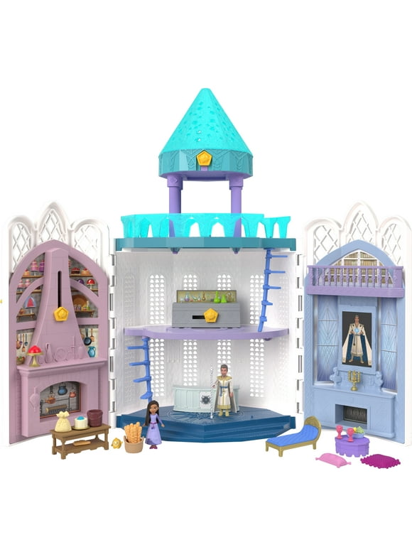 Disneys Wish Rosas Castle Playset, Dollhouse with 2 Posable Mini Dolls, Star Figure & 20 Accessories