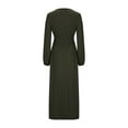 thumbnail image 6 of Hot Days, Bold Styles SMihono Women's Elegant Lantern Long Sleeve Evening Dress, Sexy V-Neck High Waist Slim Fit Swing Dresses Solid A-Line Dress Army Green XL, 6 of 7