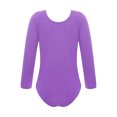 thumbnail image 2 of Nyeemya Girls Fleece Lined Bodysuit Long Sleeve Ballet Leotard Kids Dance Undergarment Thermal Purple 120, 2 of 7