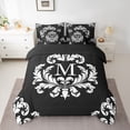 thumbnail image 2 of Homewish Damask Pattern 7 Pieces Bedding Comforter Set,Vintage Baroque Flower Full Bedding Set,First Letter M Fitted Sheet Flat Sheet For Girls,Super Cozy Room Decor Reversible, 2 of 8