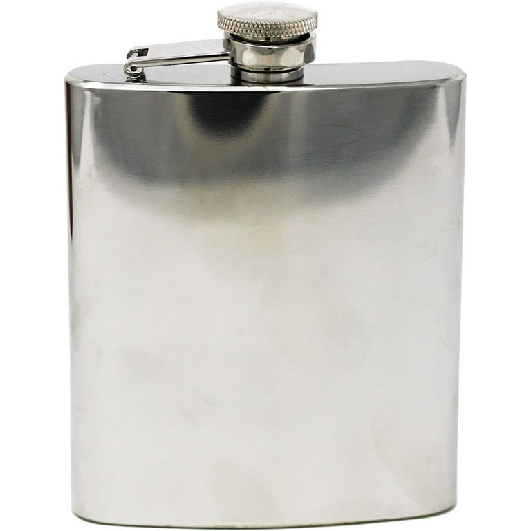 Rebel Steel Polished Stainless Steel 6 ounce Square Flask with Funnel  QGP2717