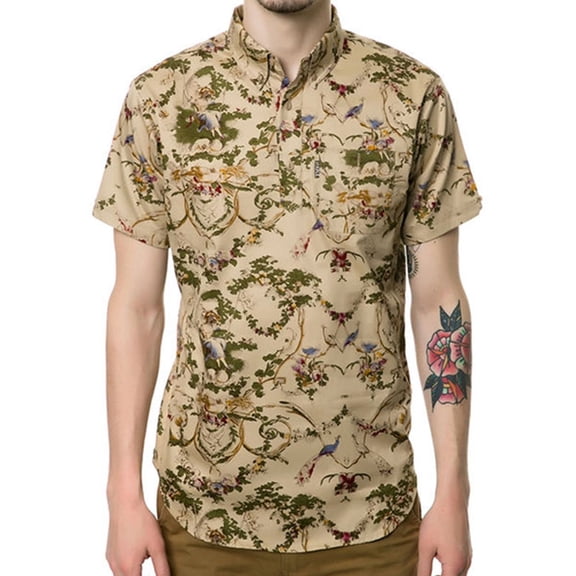 Staple Mens The Marion Button Up Shirt, Brown, XX-Large