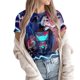 thumbnail image 2 of Hazbin Hotel Moda Casual Mujer Impreso de manga corta Cuello redondo Pullover Tops Azul/S, 2 of 6