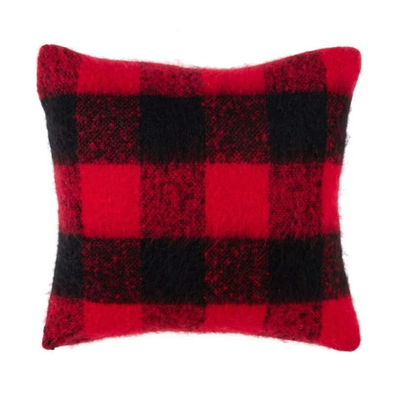 Buffalo Plaid Design Faux Mohair Down Filled Decorative Throw Pillow