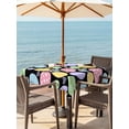 thumbnail image 2 of Outdoor Tablecloth with Umbrella Hole and Zipper, Easter Eggs Square Table Cloth 54x54 Inch Waterproof Tablecloth, Cute Colorful Farmhouse Love Black Picnic Table Cover for Patio Camping, 2 of 7