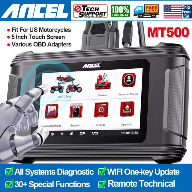 ANCEL MT500 Motorcycle OBD2 Scanner Code Reader Full System Diagnostic Tool US, Motorcycle Diagnostic Tool Scanner Fit for HARLEY POLARIS KAWASAKI YAMAHA