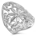 thumbnail image 1 of High Polish Flower Filigree Wide Ring ( Sizes 6 7 8 9 ) New .925 Sterling Silver Band Rings (Size 7), 1 of 4