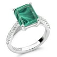 thumbnail image 2 of Gem Stone King 5.26 Ct Green Malachite White Created Sapphire 925 Sterling Silver Ring, 2 of 6