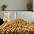 thumbnail image 3 of Colorful Soft Flannel Fleece Blanket, Pattern with 3D Vibrant Colored Ring Shapes on Grunge Striped Rainbow Background, Cozy Plush for Indoor and Outdoor Use, 70" x 90", Multicolor, by Ambesonne, 3 of 5