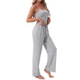 thumbnail image 4 of INSPIRE CHIC Women's Pajama Set Cami Jersey Knit Adjustable Spaghetti Strap Elastic Waist Wide Leg Pants with Pockets S Gery, 4 of 6