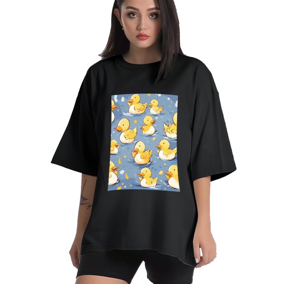 Plus Size Shirt for Women Black Tops for Women Short Sleeves Shirt for Women Cute Ducks T Shirt Crewneck Shirt for Women XS