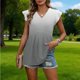 thumbnail image 5 of Craaazy Ladies Oversized Short Sleeve Tunic Tops, Lightweight Casual Shirt, V Neck Ruffle Sleeve Babydoll Blouse with Print for Everyday Outfits Gifts, 5 of 9