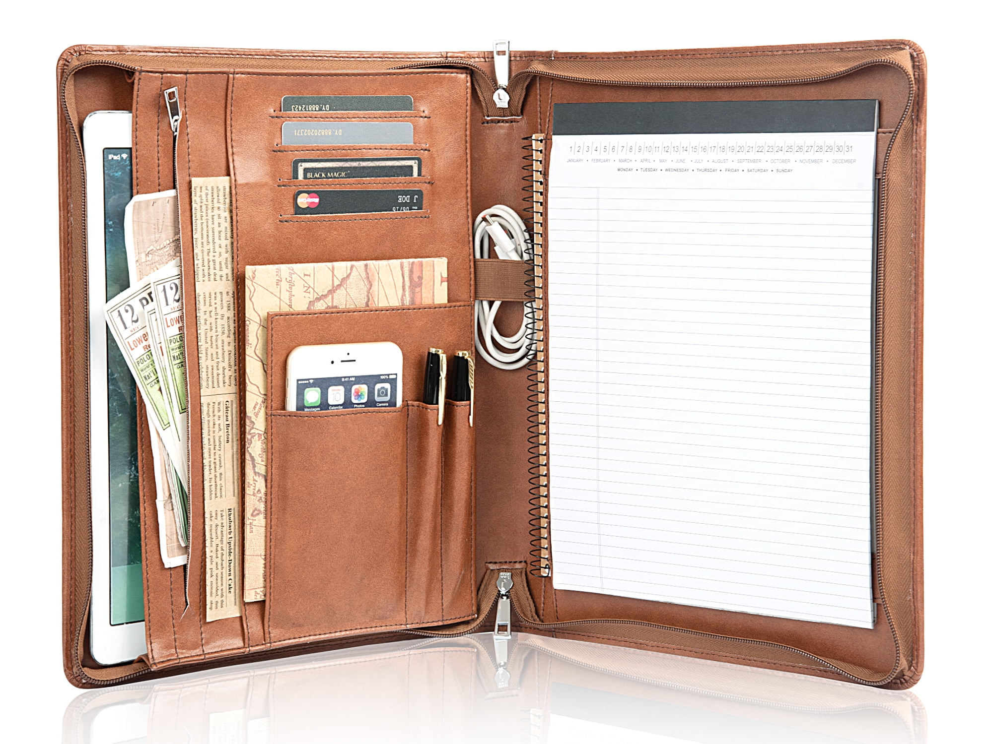 AZXCG Padfolio with Legal Pads, Vegan Leather A4 Resume Holder
