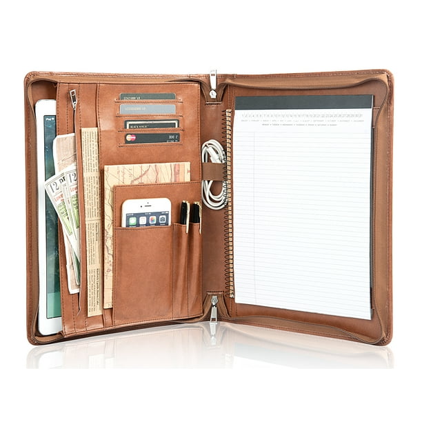 AZXCG Padfolio with Legal Pads, Vegan Leather A4 Resume Holder