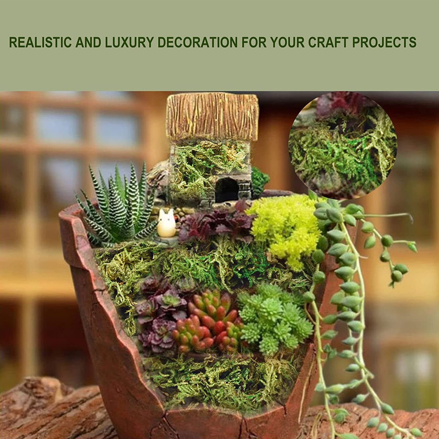 Fake Moss Artificial Moss for Potted Plants Greenery Moss(4OZ) Home Decor Fairy Garden Crafts Wedding Decoration (Fresh Green)