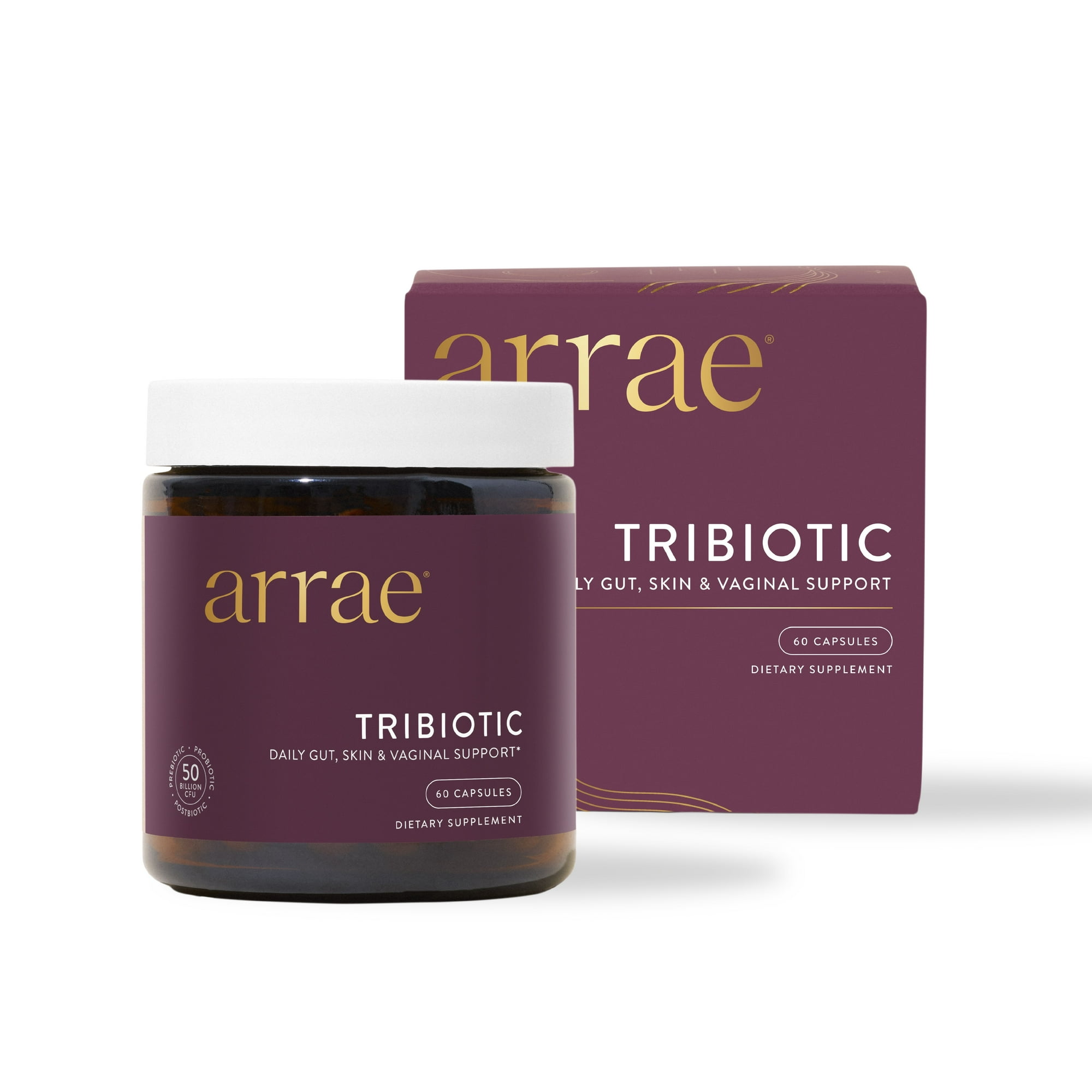 Arrae Tribiotic Women's Probiotic for Gut & Vaginal Health - 60 Capsules: Non-GMO, Gluten-Free