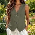 thumbnail image 6 of Womens Vest Top - Cotton Linen Shirts Summer 2026 Button Down Tank Tops Business Casual Boho Sleeveless Blouses, 6 of 7