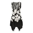 thumbnail image 2 of HELLHERO Ladies Irregular Hem Casual Dress, Black White Floral Asymmetric Sleeveless Sundress, with Side Pockets Summer Midi Dress for Cocktail Party Vacation, 2 of 8