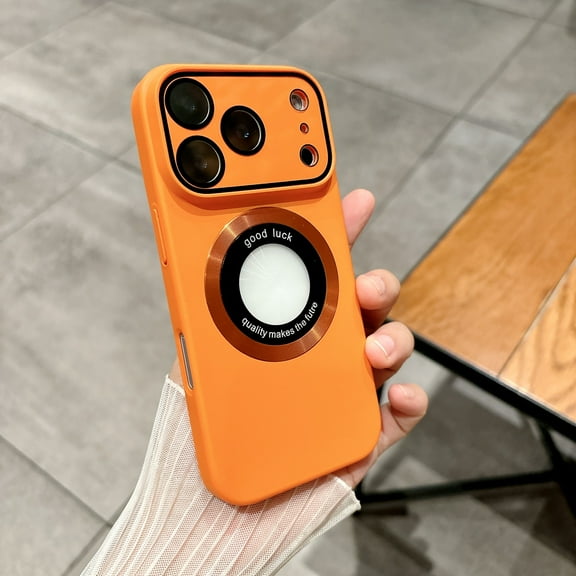 Allytechgroup Magnetic Case for iPhone 17 Pro with Camera Lens Protector, Support Wireless Charging Lightweight Shell Anti-Fingerprint Non-Slip Shockproof Bumper for iPhone 17 Pro, Orange