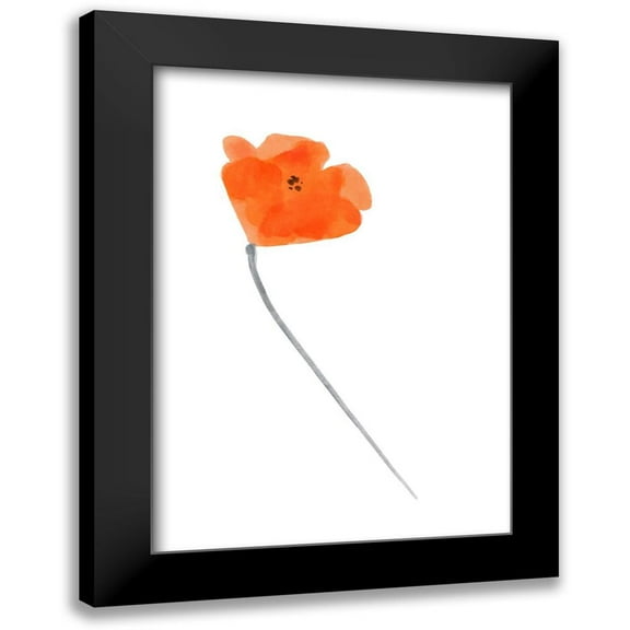 Bannarot 11x14 Black Modern Framed Museum Art Print Titled - Solo Poppy Red IV