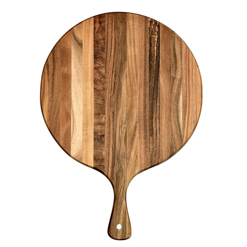 KALLORY Smooth Round Wooden Serving Board for Pizza, Bread, Charcuterie, Cheese, and Entertaining Platter