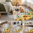 thumbnail image 5 of Sunflower Round Area Rug 5Ft Washable Circle Rugs for Living Room Bedroom, Summer Botanical Elegant Floral Wooden Non-Slip Carpet Floor Mats Indoor Outdoor Carpet Runner Aesthetic Home Decor, 5 of 8