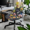 thumbnail image 2 of Xoenoiee Black Cat Colorful Flowers Print Office Chair Covers Stretchable Computer Gaming Chair Cover, Universal Desk Chair Covers Removable Rotating Chair Slipcover with Button, Large, 2 of 6