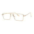 thumbnail image 2 of Luxurious Narrow Rectangular Metal Rim High Temple Sunglasses Gold Clear, 2 of 3