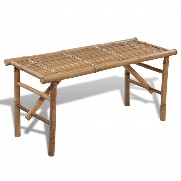 vidaXL Bamboo Folding Patio Bench, Brown