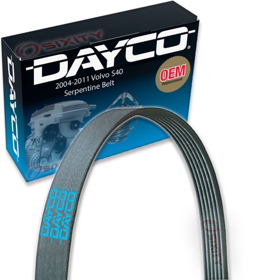 Dayco AC Tensioner Serpentine Belt compatible with Volvo S40 2.4L 2.5L L5 2004-2011