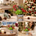 thumbnail image 6 of Euahivb Christmas Artificial Greenery Decor Farmhouse Floral Arrangement with Pine Berries and Succulent in Rustic Tin Pot for Holiday Tabletop Shelf Centerpiece, 6 of 7