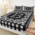 thumbnail image 3 of Feelyou Fashion Monogrammed B Full Size Sheets for Teen, Bohemian Western Flower Bed Sheets, Square Abstract Sheet Sets, Ultra Soft Bedroom Decor, 4 Pieces, 3 of 7