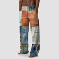 thumbnail image 2 of Men's Cotton Linen Pants Elastic Waist Drawstring Casual Trouser Lightweight Straight-Legs Loose Beach Yoga Pants Orange S, 2 of 4