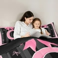 thumbnail image 4 of Manfei Initial Letter C Bedding Sets Twin Size,Cute Bowtie Comforter Sets with Sheets,Pink Black Bed in a Bag Twin Size For Girls,Breathable Bedroom Decoration Reversible,7-Piece, 4 of 7