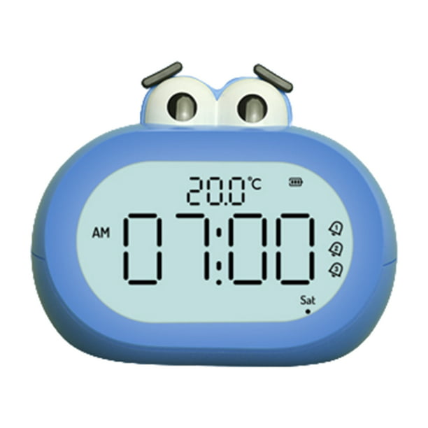 Cartoon Alarm Clock with Backlit Digital Table Clock with Temperature  Display 