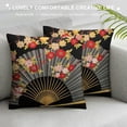 thumbnail image 3 of PIKWEEK  Japanese Fan Throw Pillow Cover Cherry Blossom Branch Asia Artistic Floral Plant Elegant Culture Pillow Case Decorative Men Women Boy Girl Room Cushion Cover for Home Couch Bed, 3 of 5