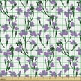 thumbnail image 2 of Ambesonne Garden Fabric by the Yard Upholstery, Wildflowers Rural Pattern, 3 Yards, Violet and Dark Green, 2 of 5