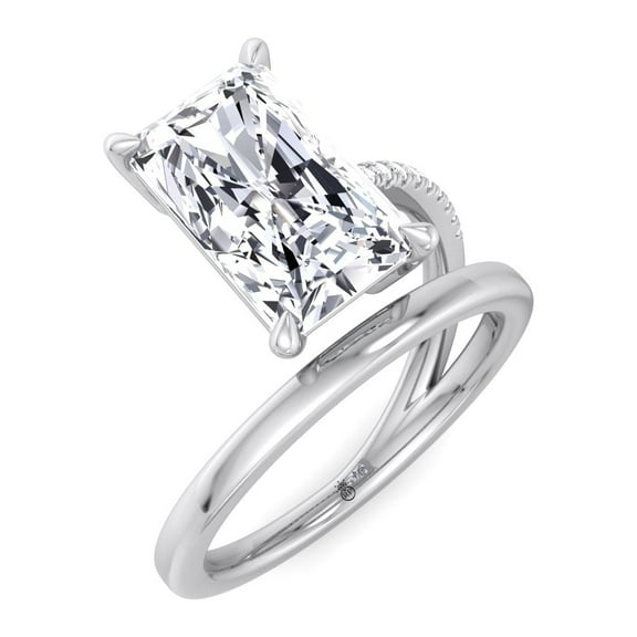 Loland - Double Thin Twist Band Emerald Cut Moissanite Lab- Diamond Pave Engagement Ring