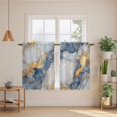 thumbnail image 3 of Blue Golden Marble Kitchen Curtains, Modern Abstract Ink Painted Art Light Filtering Window Curtain Panels, 2Pcs Rod Pocket Window Treatments Set for Cabin Bathroom Bedroom 52x45 Inches, 3 of 9