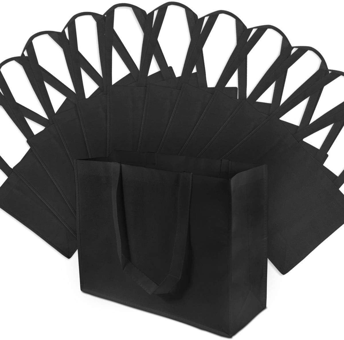 Black Reusable Gift Bags W/ Handles, 12 Pcs. 16x6x12