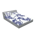 thumbnail image 2 of Ambesonne Blue Fitted Sheet & Pillow Sham Set, Japanese Dragons Mythical, Queen, Blue, 2 of 2