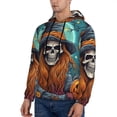 thumbnail image 3 of Kdxio Cartoon Pumpkin Skull Print Mens Casual Hooded Collar Drawstring Hoodies Pullover Sweatshirts Casual Long Sleeve Shirts-Medium, 3 of 7