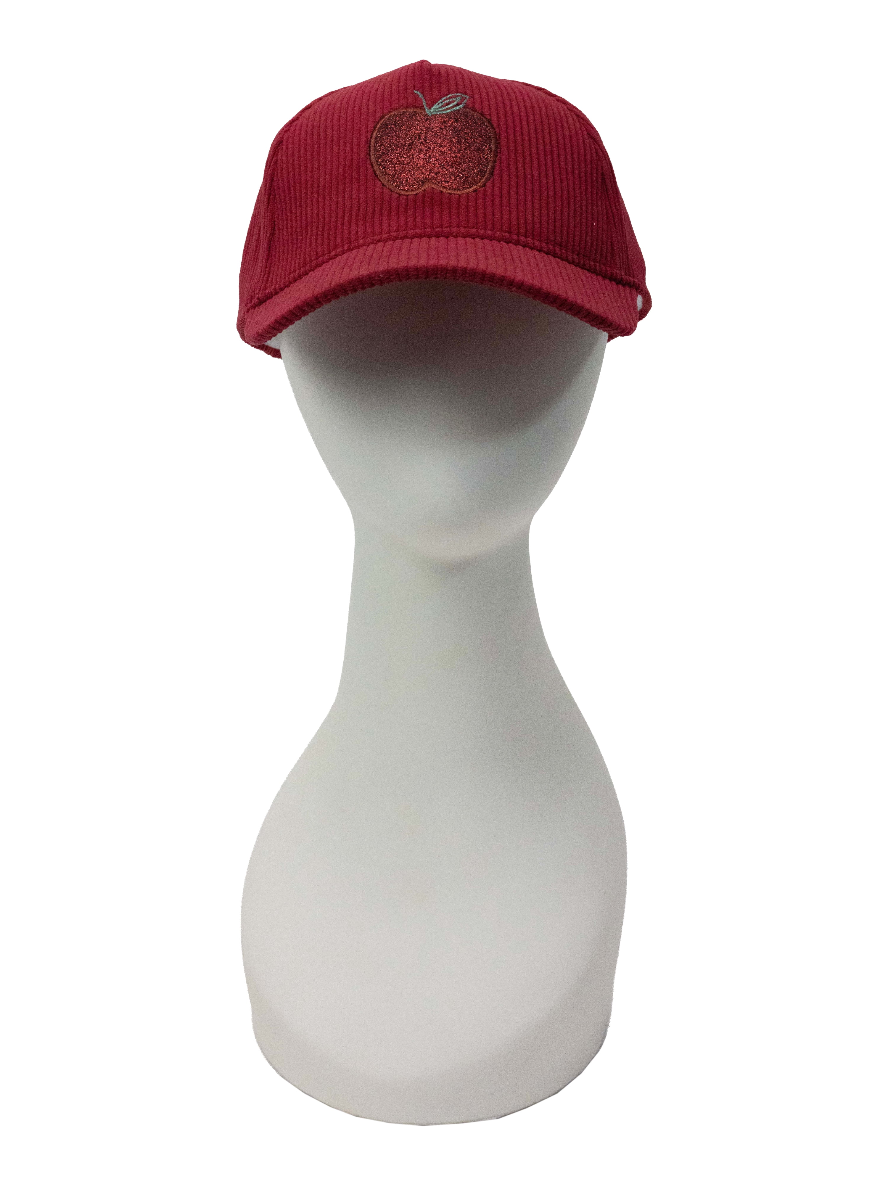 Wonder Nation Girls Baseball Hat, Red Corduroy Apple Icon