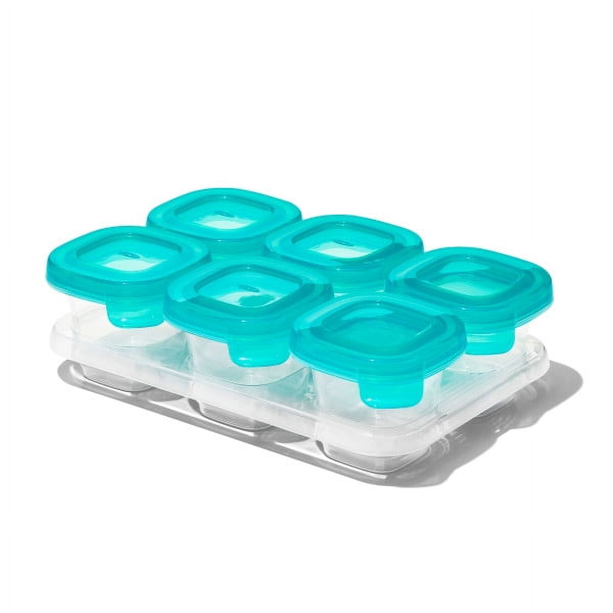 OXO Tot Silicone Baby Blocks Food Storage Containers, 2 oz, Teal, 6-pack, for Infants Ages 0-12 Months