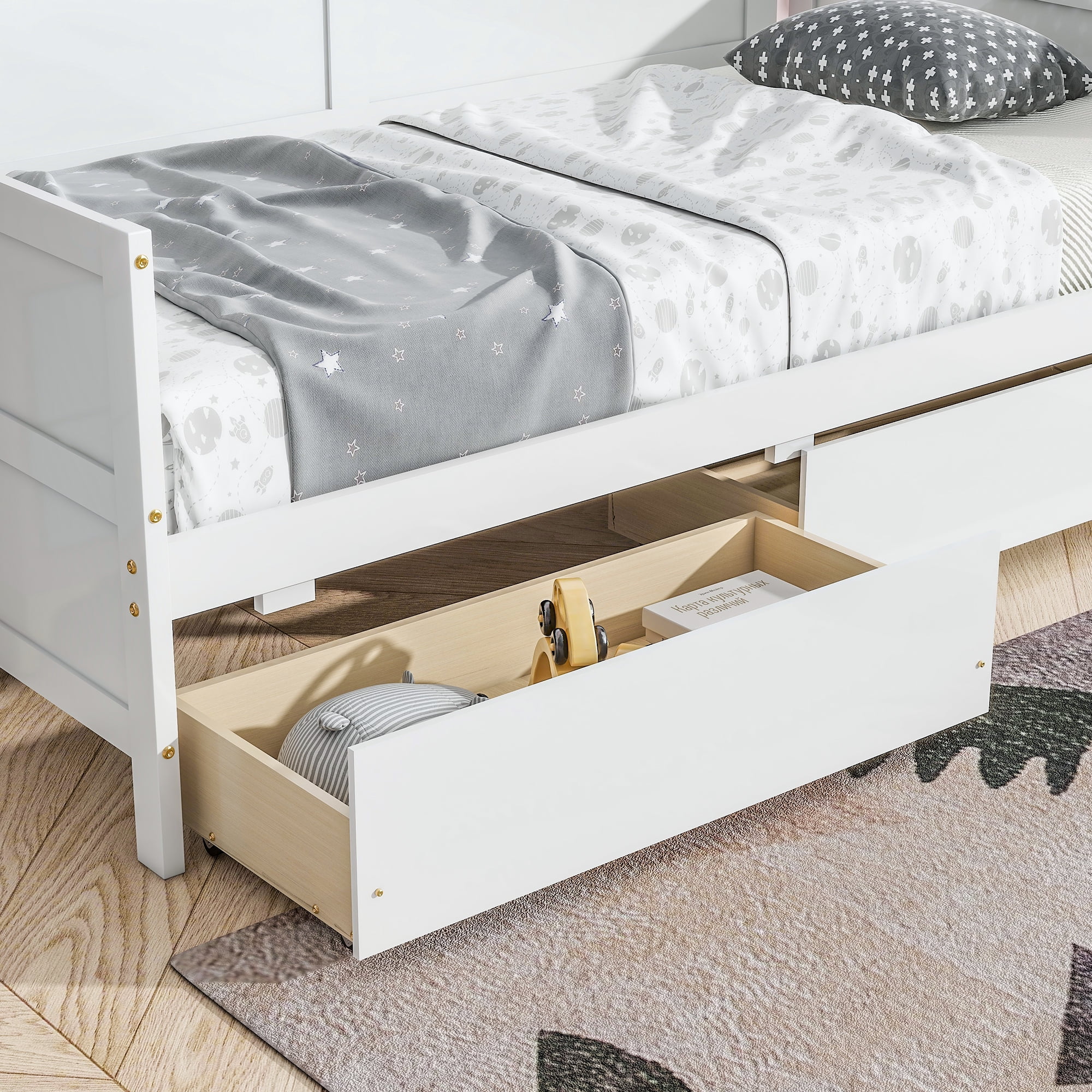 Sailvan Twin Size Pine Wood Daybed with two Storage Drawers