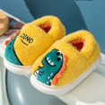 thumbnail image 5 of Otqutp Unisex Children House Shoes Fashion Autumn and Winter Slippers Boys and Girls Flat Bottom Non Slip Slip On Round Toe Plush Warm Cute Dinosaurs(White,3-3.5 Years), 5 of 9