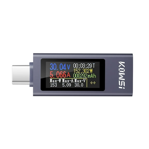 KWS-2302C USB-C Digital Wattmeter, DC 4-30V 0-12A Power Meter, Multifunction TFT Display for Voltage Current Capacity Power Monitoring, Battery Tester & Quick Charge Load Tester