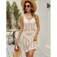 thumbnail image 3 of Women's Crochet Swimsuit Cover Up Straped Sleeveless See-Through Sexy Beach Cover Up Wrap Waisted Bathing Suit Cover Up Shermie, 3 of 6