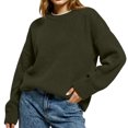thumbnail image 6 of Women's Solid Color Loose Casual Long Sleeved Knitted Sweater Top Sweater for Fall Winter Minimalist Wardrobe,Army Green,L, 6 of 6